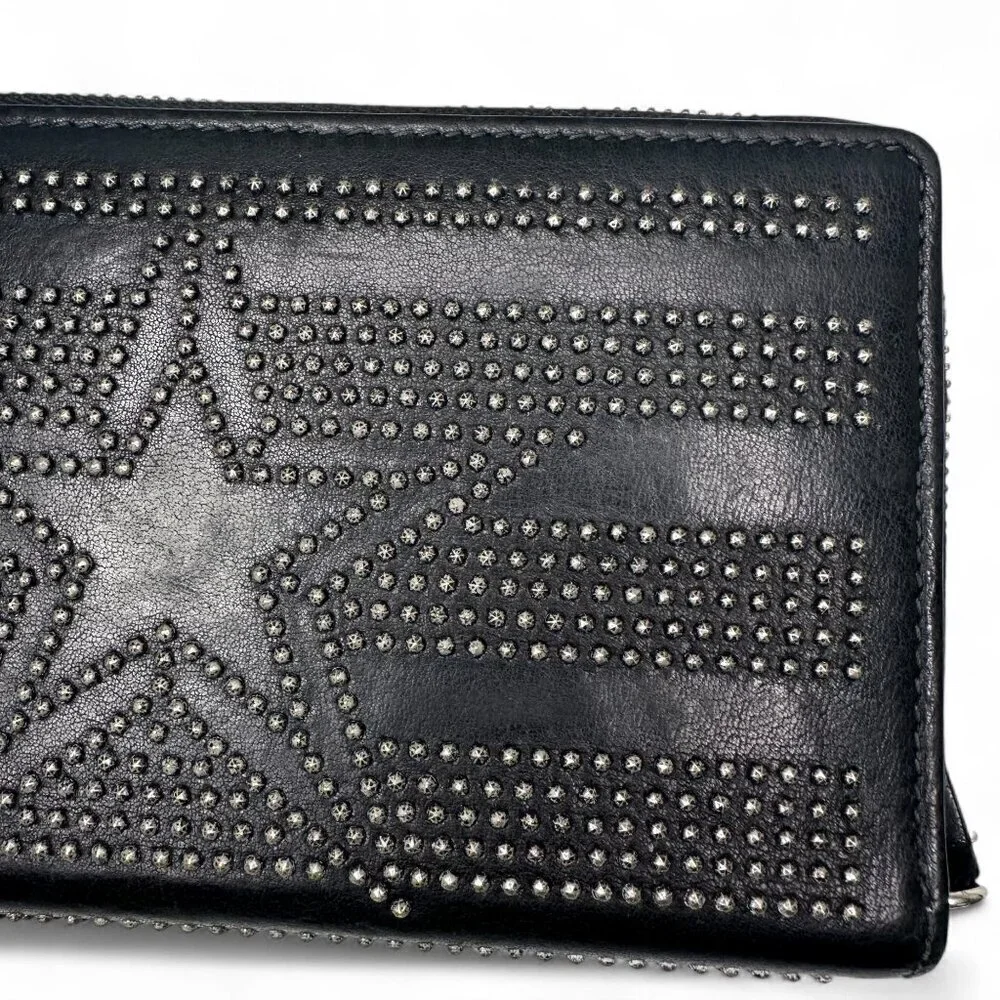 Women's Jimmy Choo Black Leather Wallet - Star Patterned Mini Studs